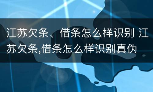 江苏欠条、借条怎么样识别 江苏欠条,借条怎么样识别真伪