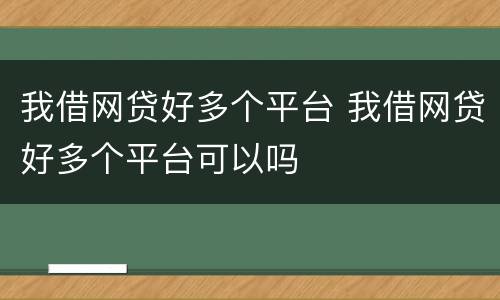 我借网贷好多个平台 我借网贷好多个平台可以吗