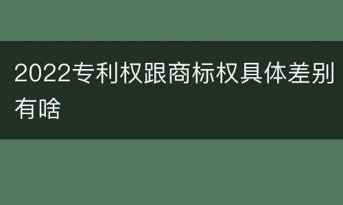 2022专利权跟商标权具体差别有啥