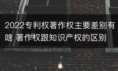 2022专利权著作权主要差别有啥 著作权跟知识产权的区别