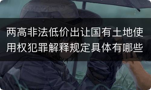 两高非法低价出让国有土地使用权犯罪解释规定具体有哪些主要内容