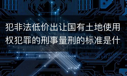 犯非法低价出让国有土地使用权犯罪的刑事量刑的标准是什么