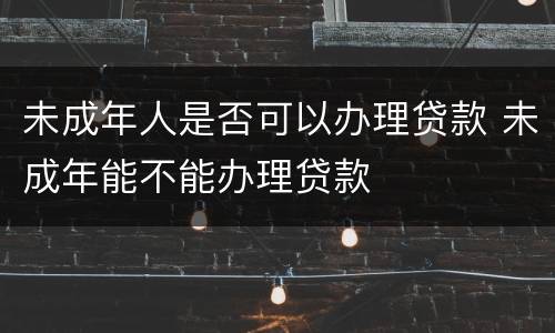 未成年人是否可以办理贷款 未成年能不能办理贷款