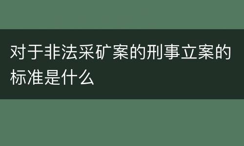 对于非法采矿案的刑事立案的标准是什么