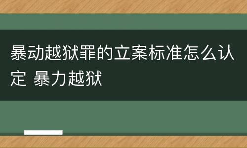 暴动越狱罪的立案标准怎么认定 暴力越狱