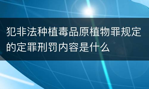 犯非法种植毒品原植物罪规定的定罪刑罚内容是什么