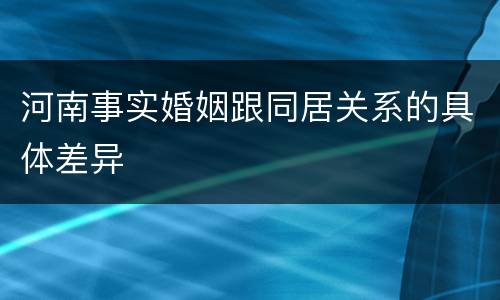 河南事实婚姻跟同居关系的具体差异