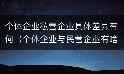 个体企业私营企业具体差异有何（个体企业与民营企业有啥不同）