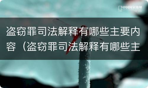 盗窃罪司法解释有哪些主要内容（盗窃罪司法解释有哪些主要内容呢）