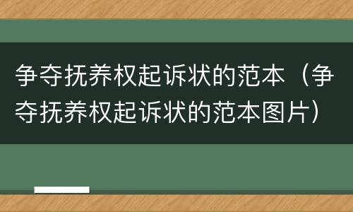 争夺抚养权起诉状的范本（争夺抚养权起诉状的范本图片）