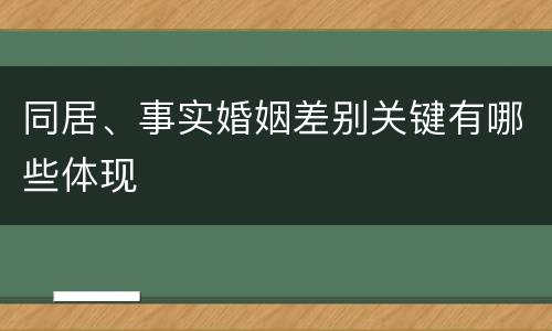 同居、事实婚姻差别关键有哪些体现