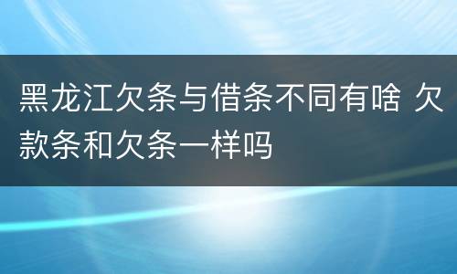 黑龙江欠条与借条不同有啥 欠款条和欠条一样吗