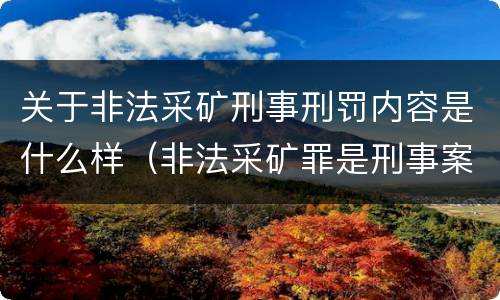 关于非法采矿刑事刑罚内容是什么样（非法采矿罪是刑事案件吗）