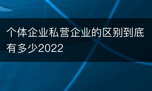 个体企业私营企业的区别到底有多少2022