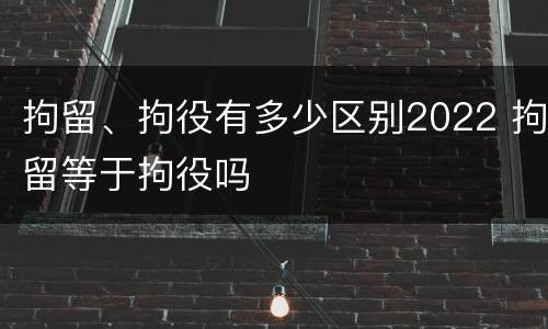 拘留、拘役有多少区别2022 拘留等于拘役吗