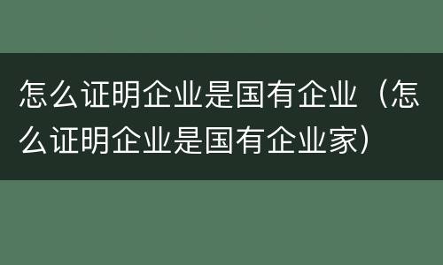 怎么证明企业是国有企业（怎么证明企业是国有企业家）