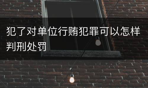 犯了对单位行贿犯罪可以怎样判刑处罚