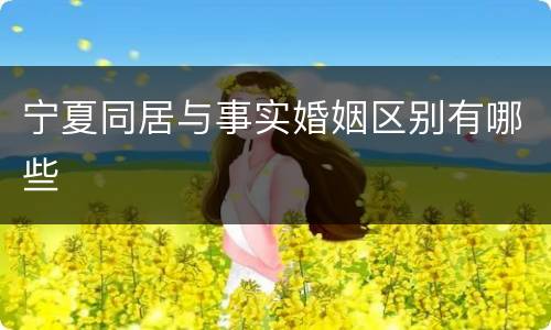 宁夏同居与事实婚姻区别有哪些