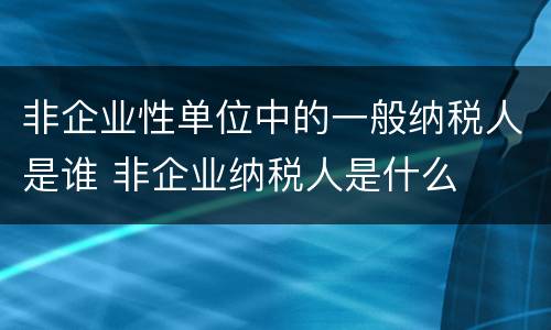 非企业性单位中的一般纳税人是谁 非企业纳税人是什么