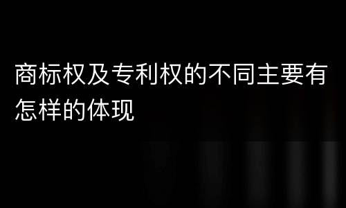 商标权及专利权的不同主要有怎样的体现