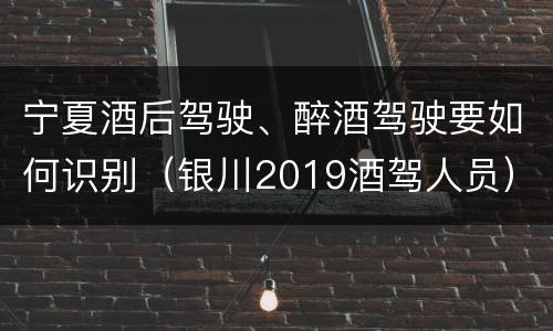 宁夏酒后驾驶、醉酒驾驶要如何识别（银川2019酒驾人员）