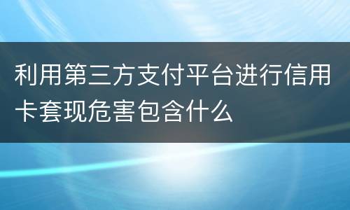 利用第三方支付平台进行信用卡套现危害包含什么