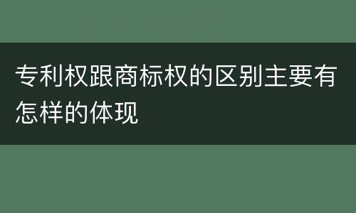 专利权跟商标权的区别主要有怎样的体现