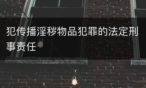 犯传播淫秽物品犯罪的法定刑事责任