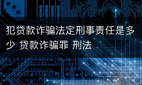 犯贷款诈骗法定刑事责任是多少 贷款诈骗罪 刑法