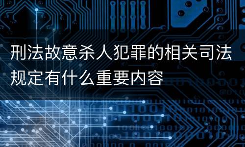 刑法故意杀人犯罪的相关司法规定有什么重要内容