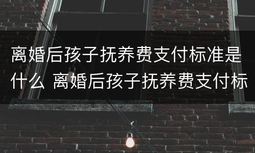 离婚后孩子抚养费支付标准是什么 离婚后孩子抚养费支付标准是什么样的