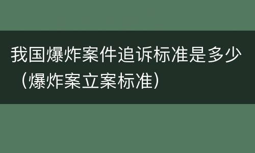 我国爆炸案件追诉标准是多少（爆炸案立案标准）