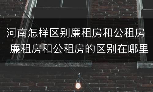 河南怎样区别廉租房和公租房 廉租房和公租房的区别在哪里