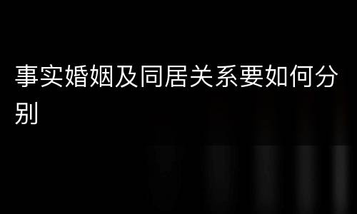 事实婚姻及同居关系要如何分别