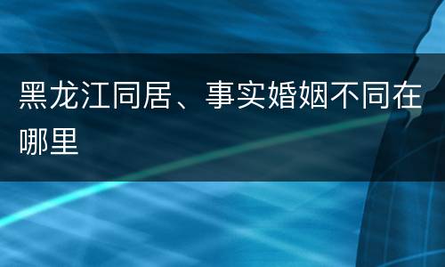 黑龙江同居、事实婚姻不同在哪里