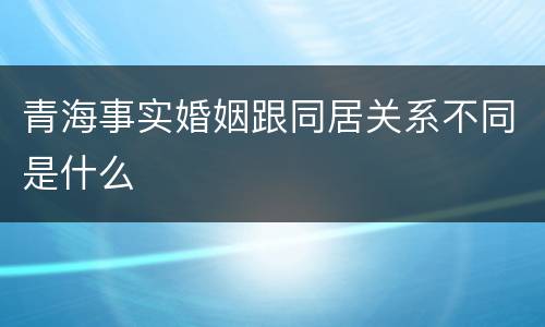 青海事实婚姻跟同居关系不同是什么