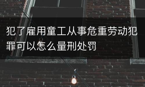 犯了雇用童工从事危重劳动犯罪可以怎么量刑处罚