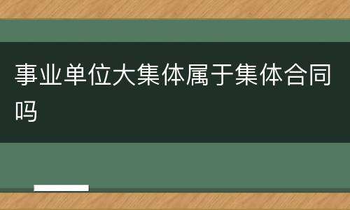 事业单位大集体属于集体合同吗