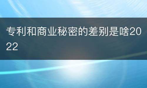 专利和商业秘密的差别是啥2022