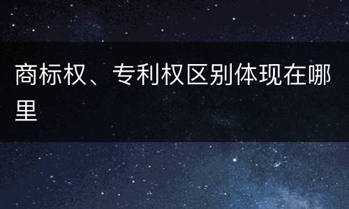 商标权、专利权区别体现在哪里