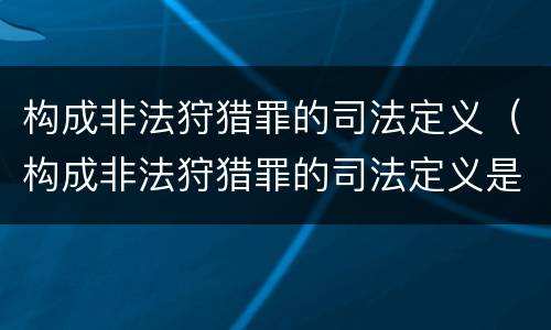 构成非法狩猎罪的司法定义（构成非法狩猎罪的司法定义是什么）