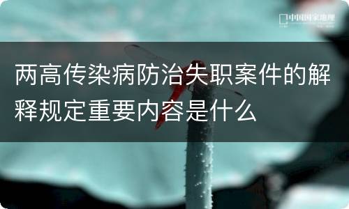 两高传染病防治失职案件的解释规定重要内容是什么