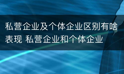 私营企业及个体企业区别有啥表现 私营企业和个体企业