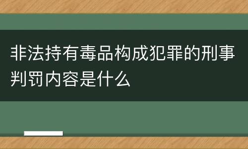 非法持有毒品构成犯罪的刑事判罚内容是什么