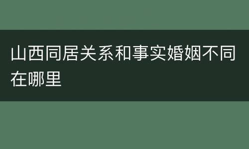 山西同居关系和事实婚姻不同在哪里