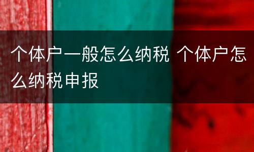 个体户一般怎么纳税 个体户怎么纳税申报