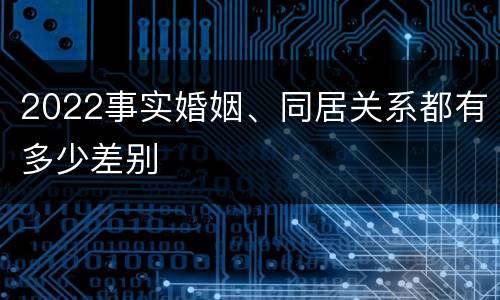 2022事实婚姻、同居关系都有多少差别