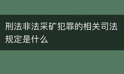 刑法非法采矿犯罪的相关司法规定是什么