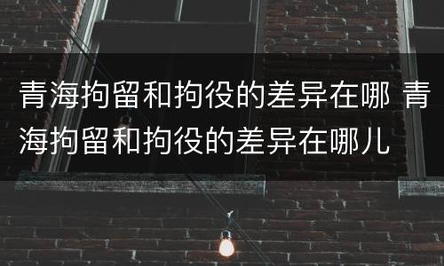 青海拘留和拘役的差异在哪 青海拘留和拘役的差异在哪儿