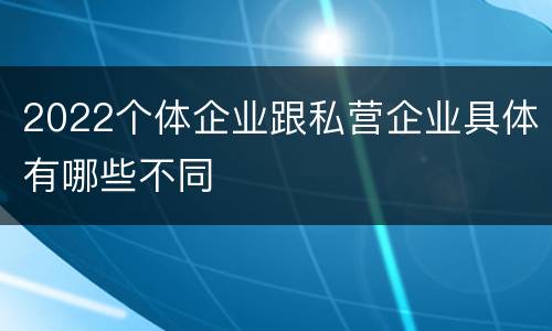 2022个体企业跟私营企业具体有哪些不同